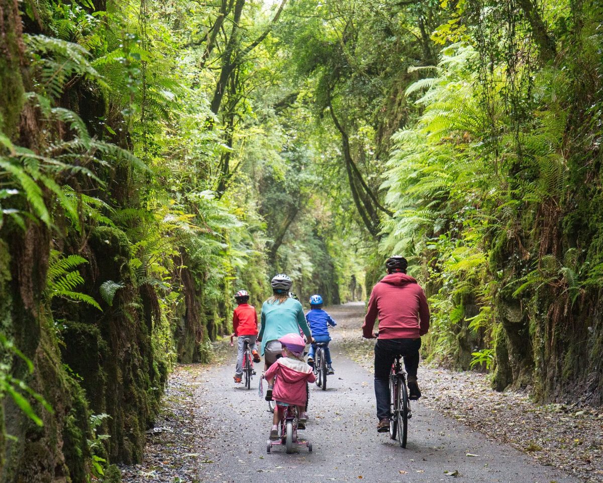 Cyclists travelling along the Waterford Greenway, the scenic 46km walking and cycling route between Waterford City and Dungarvan.
