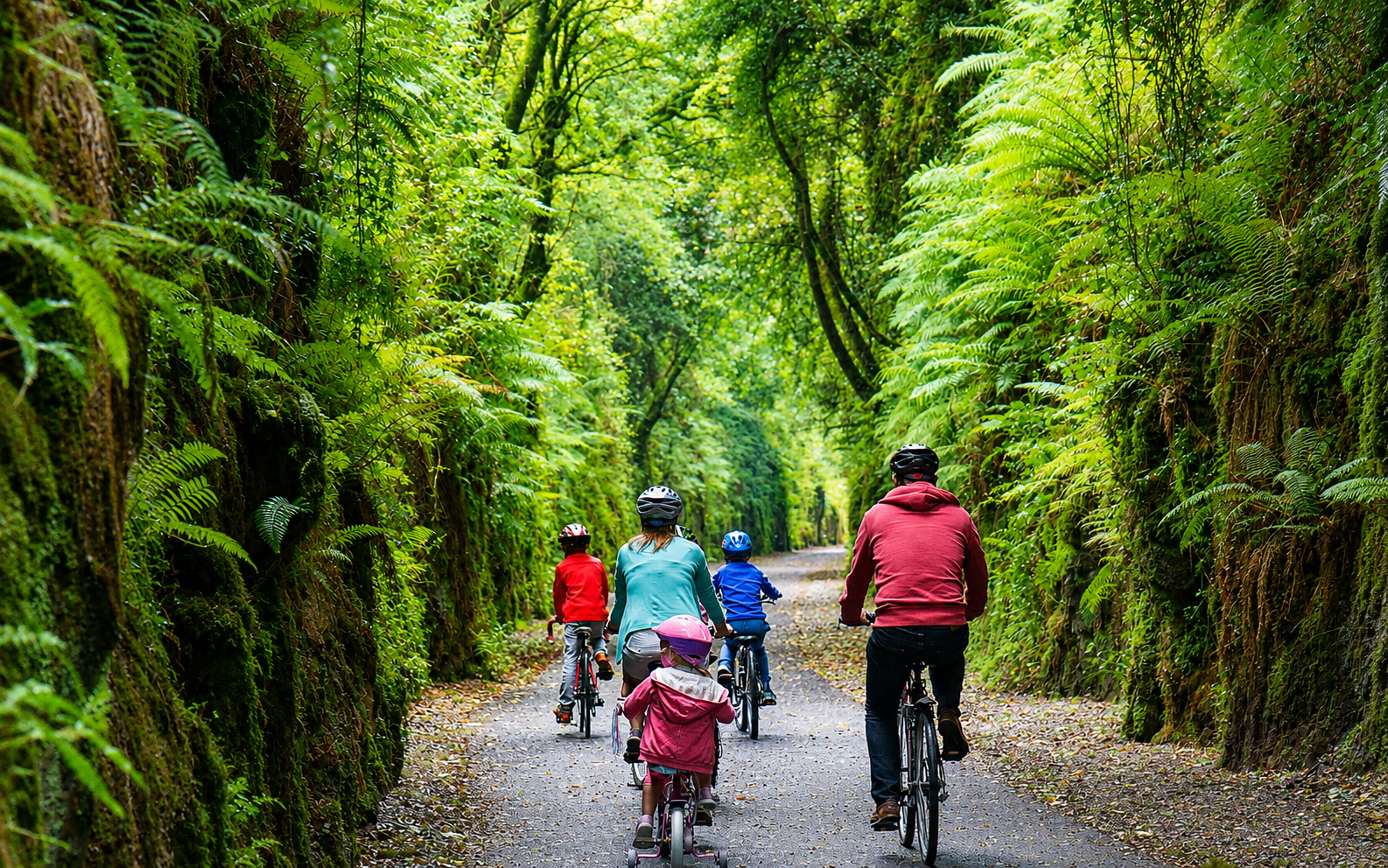 Cyclists travelling along the Waterford Greenway, the scenic 46km walking and cycling route between Waterford City and Dungarvan.