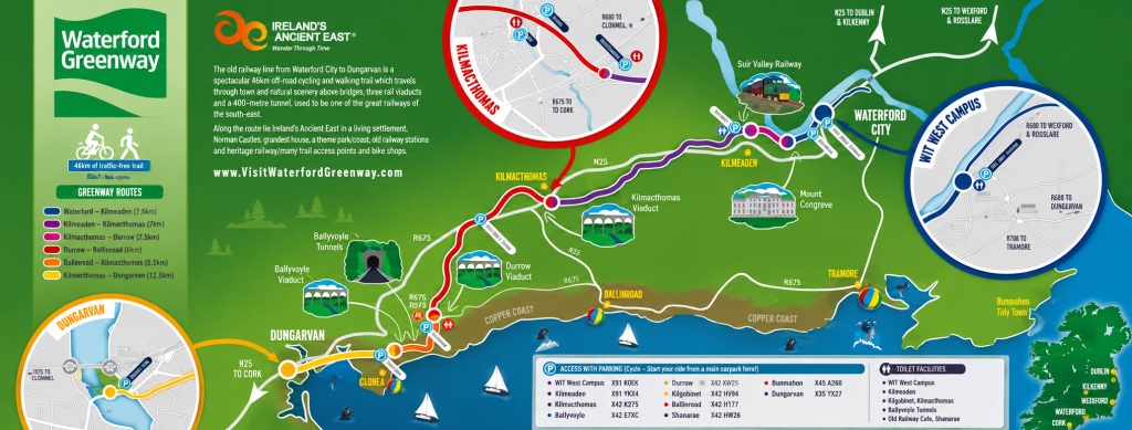 Cyclists travelling along the Waterford Greenway, the scenic 46km walking and cycling route between Waterford City and Dungarvan.